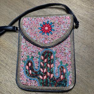 Western Inspired Bead Leather Crossbody